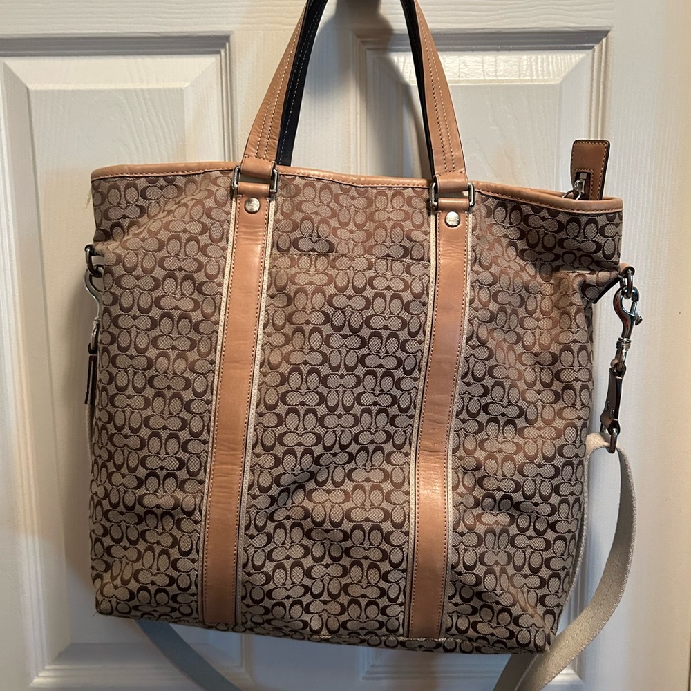 Brown Patterned Coach Laptop Bag - image 2